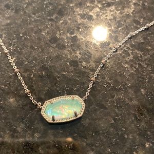 bluish green / silver necklace